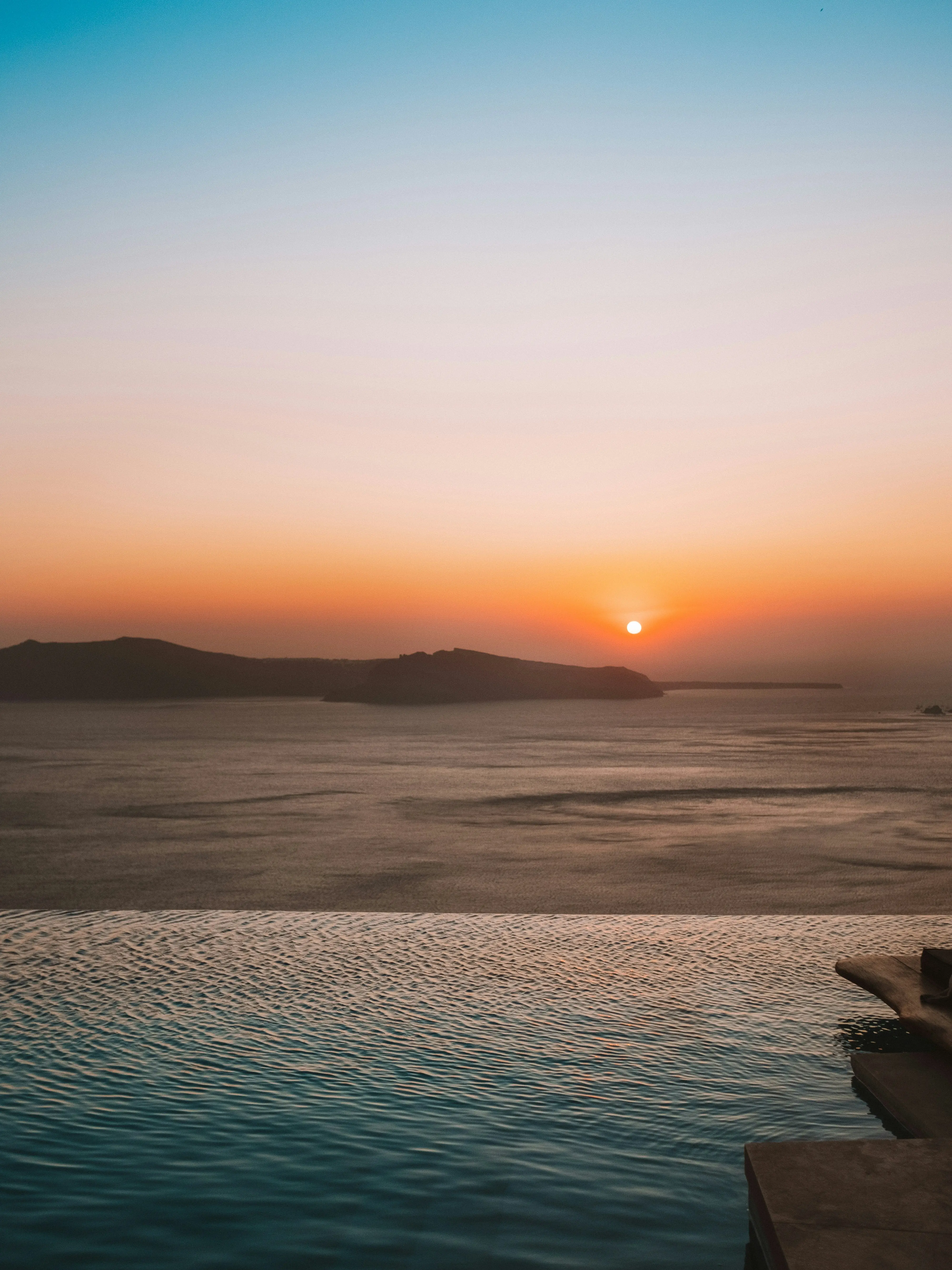Santorini ocean horizon at sunset